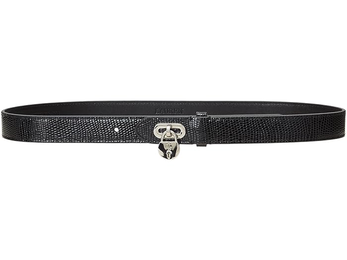 ラルフローレン (取寄) ローレン ラルフローレン レディース パッドロック レザー ベルト LAUREN Ralph Lauren women LAUREN Ralph Lauren Padlock Lizard-Embossed Leather Belt Black