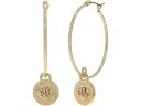 (取寄) ローレン ラルフローレン レディース 30 ウム ロゴ フープ ウィズ ドロップ イヤリングス LAUREN Ralph Lauren women LAUREN Ralph Lauren 30 mm Logo Hoop with Drop Earrings Gold