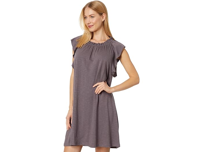 ()  P fB[X bt g X[uX hX Lilla P women Lilla P Ruffle Trim Sleeveless Dress Pewter