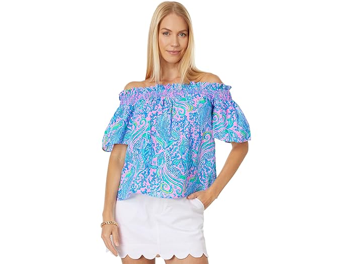 () [ sbc@[ fB[X A It-U-V_[ gbv Lilly Pulitzer women Lilly Pulitzer Leanne Off-the-Shoulder Top Lilac Rose We Mermaid It