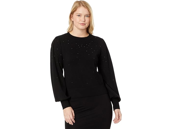 (取寄) ダナキャランニューヨーク レディース ロング スリーブ クルー ネック ミニ シークイン セーター DKNY women DKNY Long Sleeve Crew Neck Mini Sequin Sweater Black