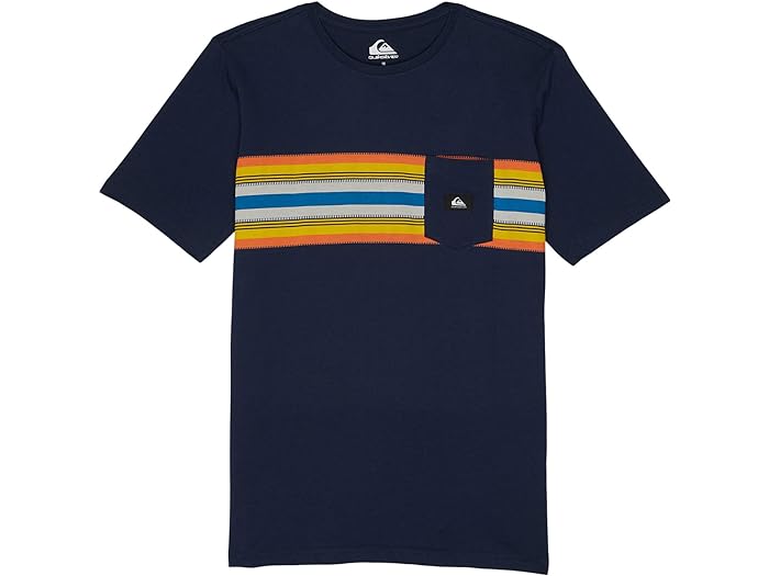 (取寄) クイック シルバー キッズ ボーイズ サーファデリカ ストライプ ショート スリーブ (ビッグ キッズ) Quiksilver Kids boys Quiksilver Kids Surfadelica Stripe Short Sleeve (Big Kids) Navy Blazer