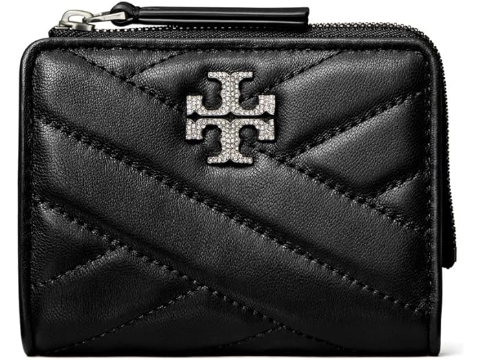 トリーバーチ (取寄) トリーバーチ レディース キラ シェブロン パヴェ ロゴ バイ-フォールド ウォレット Tory Burch women Tory Burch Kira Chevron Pave Logo Bi-Fold Wallet Black