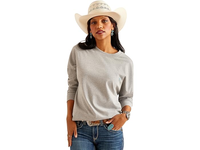 () AAbg fB[X t@ t@[ I[o[TCY T-Vc Ariat women Ariat Fun Farm Oversized T-Shirt Heather Grey