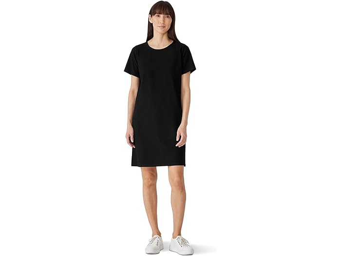 () AC[ tBbV[ fB[X seB[g WG lbN j[ OX hX Eileen Fisher women Eileen Fisher Petite Jewel Neck Knee Length Dress Black