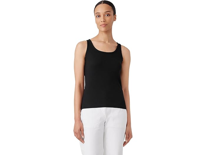 () AC[ tBbV[ fB[X XN[v lbN X ^N Eileen Fisher women Eileen Fisher Scoop Neck Slim Tank Black