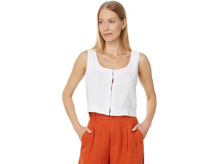 () ChEF fB[X XN[vlbN Nbv ^N C 100p[Zg l Madewell women Madewell Scoopneck Crop Tank in 100% Linen Eyelet White