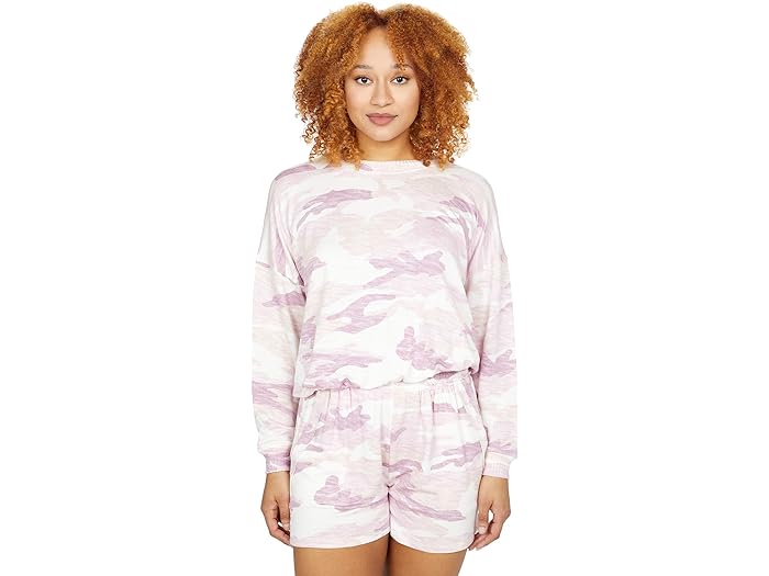 () XvfBbh fB[X J ou vI[o[ XEFbgVc Splendid women Splendid Camo Bubble Pullover Sweatshirt Mauve Camo