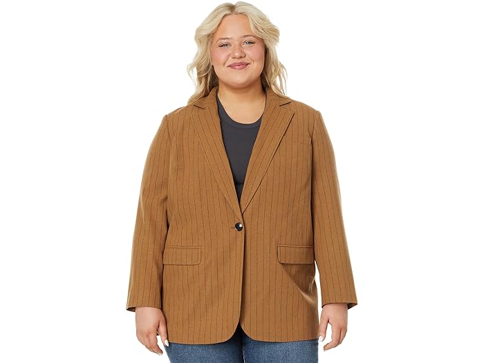 (取寄) メイドウェル レディース プラス オーバーサイズ ブレーザー イン ピンストライプ Madewell women Madewell Plus Oversized Blazer in Pinstripe Fallen Timber