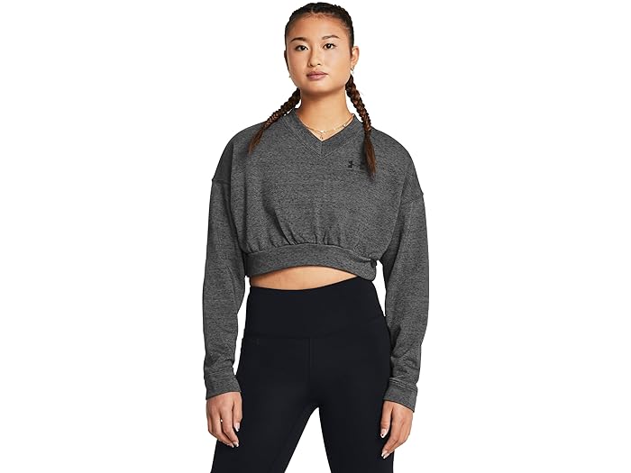 () A_[A[}[ fB[X Co e[ I[o[TCY Nbvh N[ Under Armour women Under Armour Rival Terry Oversized Cropped Crew Castlerock Full Heather/Black