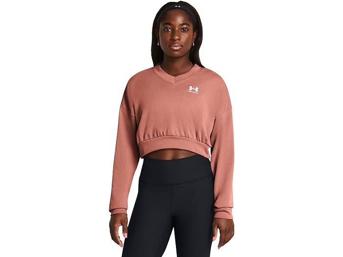 () A_[A[}[ fB[X Co e[ I[o[TCY Nbvh N[ Under Armour women Under Armour Rival Terry Oversized Cropped Crew Canyon Pink/White