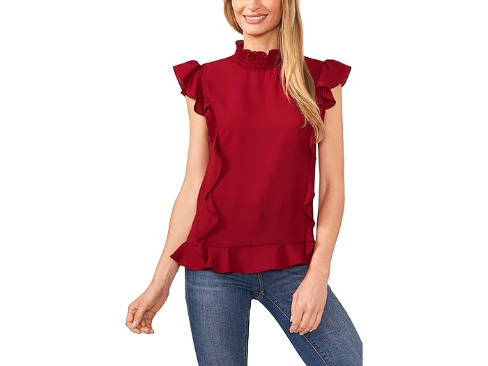 () V[V[ fB[X X[uX bN lbN bth uEU CeCe women CeCe Sleeveless Mock Neck Ruffled Blouse Mulberry Red