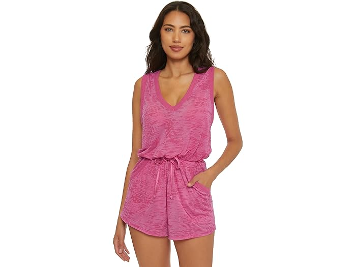 (取寄) ベッカ レディース ビーチ デート ロンパー ウィズ ポケッツ カバー-アップ BECCA women Beach Date Romper with pockets cover-up Vivid Pink
