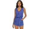 () xbJ fB[X r[` f[g p[ EBY |Pbc Jo[-Abv BECCA women BECCA Beach Date Romper with pockets cover-up Ultramarine