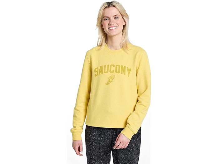 () TbJj[ fB[X Xebh N[ Saucony women Saucony Rested Crew Sulphur Heather Graphic