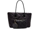 (取寄) アンクライン レディース キルテッド ナイロン トート ウィズ ポーチ アンド コイン パース Anne Klein women Anne Klein Quilted Nylon Tote With Pouch and Coin Purse Black/Black/Black/Latte