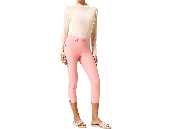 () q[ fB[X AN Xbg GbZV fj Jv MOX HUE women HUE Ankle Slit Essential Denim Capri Leggings Blush