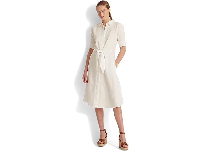 () [ t[ fB[X l VchX LAUREN Ralph Lauren women LAUREN Ralph Lauren Linen Shirtdress White