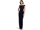 () [ t[ fB[X N[v It-U-V_[ KE LAUREN Ralph Lauren women LAUREN Ralph Lauren Crepe Off-the-Shoulder Gown Lighthouse Navy