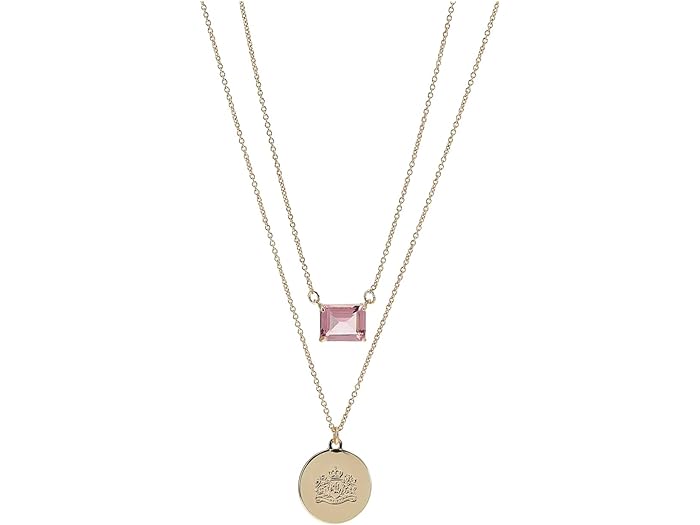 () [ t[ fB[X _u y_g Xg[ EBY NXg y_g lbNX LAUREN Ralph Lauren women LAUREN Ralph Lauren Double Pendant Stone with Crest Pendant Necklace Gold/Pink