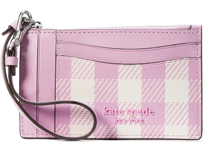 () ȥڡ ǥ 륬 󥬥 ե ץƥå   ꥹå Kate Spade New York women Kate Spade New York Morgan Gingham Field Printed Pvccoin Card Case Wristlet Berry Cream Multi