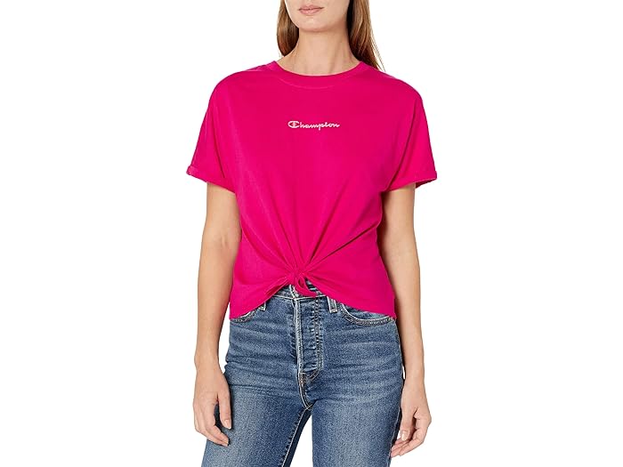 () `sI fB[X ^C tg eB[ Champion women Champion Tie Front Tee Strawberry Rouge