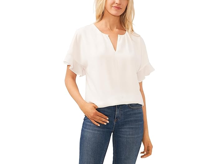 () V[V[ fB[X hbv V_[ Ch lbN uEU CeCe women CeCe Drop Shoulder Wide Neck Blouse New Ivory