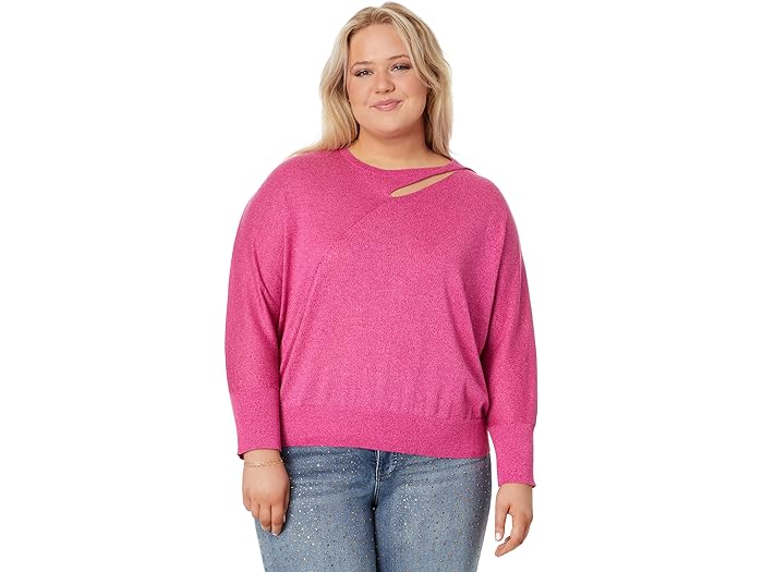 () jbN][ fB[X vX TCY \tg X[u cCXg Z[^[ eB[ NIC+ZOE women NIC+ZOE Plus Size Soft Sleeve Twist Sweater Tee Shocking Pink