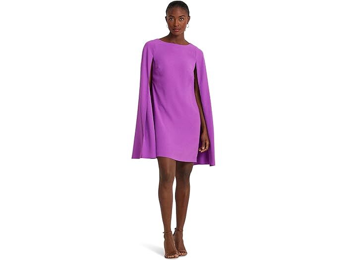 ラルフローレン　ドレス (取寄) ローレン ラルフローレン レディース ケープ ジョーゼット カクテル ドレス LAUREN Ralph Lauren women LAUREN Ralph Lauren Cape Georgette Cocktail Dress Purple Jasper