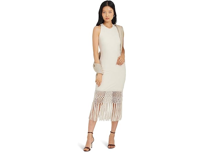 () [ t[ fB[X tW-g X[uX JNe hX LAUREN Ralph Lauren women LAUREN Ralph Lauren Fringe-Trim Sleeveless Cocktail Dress Mascarpone Cream