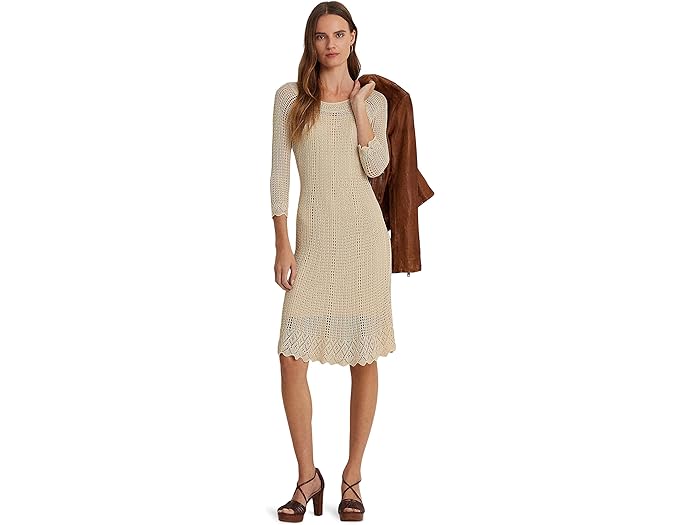 ラルフローレン　ドレス (取寄) ローレン ラルフローレン レディース ポインテル-ニット ドレス LAUREN Ralph Lauren women LAUREN Ralph Lauren Pointelle-Knit Dress Explorer Sand