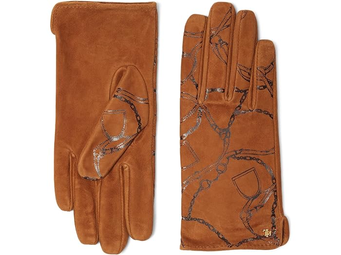 () [ t[ fB[X vebh XG[h xeBO O[u LAUREN Ralph Lauren women LAUREN Ralph Lauren Printed Suede Belting Glove Whiskey Brown