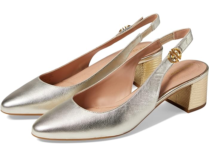 (取寄) コールハーン レディース ザ ゴー-トゥ スリングバック ポンプ 45 ウム Cole Haan women Cole Haan The Go-To Slingback Pump 45 mm Gold Leather