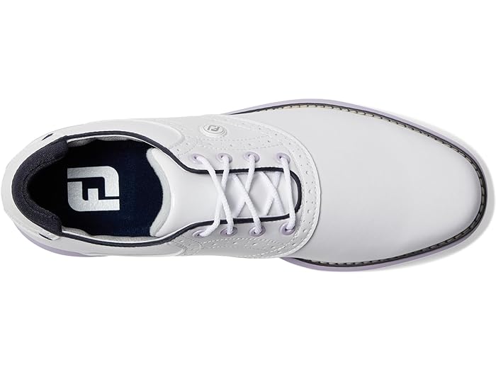 (取寄) フットジョイ ゴルフシューズ レディース トラディションズ 大きいサイズ FJ FootJoy women Traditions Golf Shoes White/Navy Patent