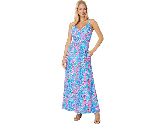 () ꡼ ԥåĥ ǥ ֥쥤 ޥ ɥ쥹 Lilly Pulitzer women Lilly Pulitzer Blake Maxi Dress Cumulus Blue Orchid Oasis