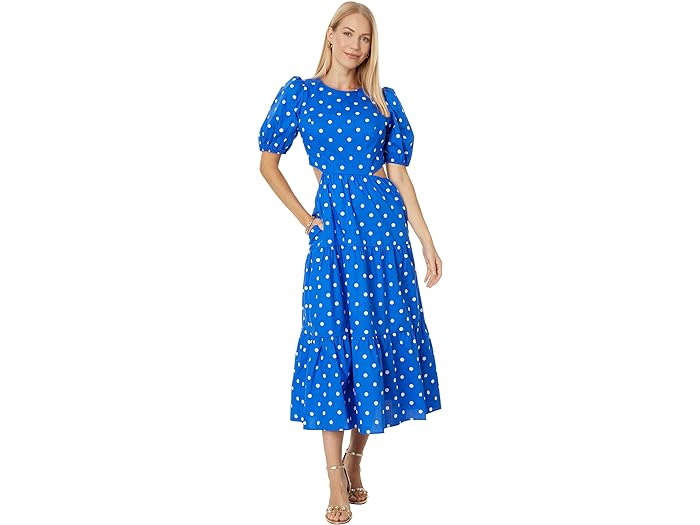 () [ sbc@[ fB[X T Rbg ~fB hX Lilly Pulitzer women Lilly Pulitzer Lyssa Cotton Midi Dress Blue Grotto Hotter Spot