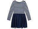 (取寄) ラルフローレン キッズ ガールズ ストライプド ストレッチ ポンテ ドレス (トドラー/リトル キッド) Polo Ralph Lauren Kids girls Polo Ralph Lauren Kids Striped Stretch Ponte Dress (Toddler/Little Kid) Newport Navy w/White