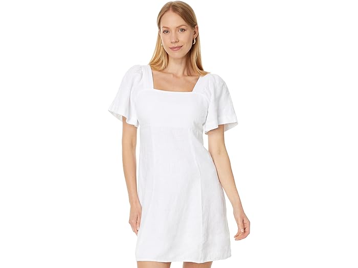 () ᥤɥ ǥ -ͥå ߥ ɥ쥹  100ѡ ͥ Madewell women Madewell Square-Neck Mini Dress in 100% Linen Eyelet White