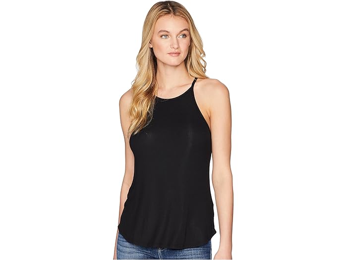 () XvfBbh fB[X 2x1 u }i nC lbN ^N Splendid women Splendid 2X1 Rib Marina High Neck Tank Black