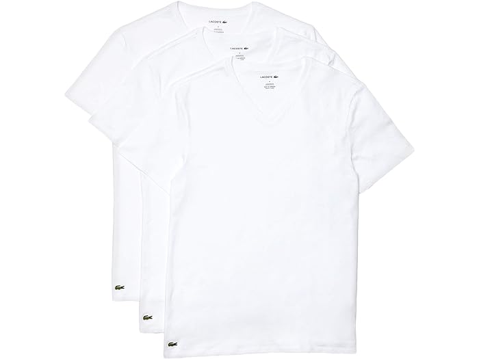 (取寄) ラコステ メンズ 3-パック V-ネック レギュラー フィット エッセンシャル T-シャツ Lacoste men Lacoste 3-Pack V-Neck Regular Fit Essential T-Shirt White