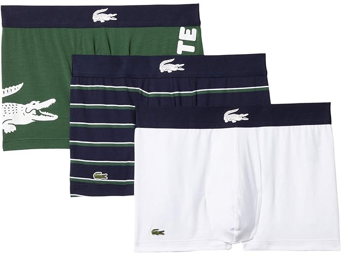 ラコステ パンツ メンズ (取寄) ラコステ メンズ トランクス 3-パック ビッグ クロコ オン サイド Lacoste men Lacoste Trunks 3-Pack Big Croc On Side Thyme/Navy Blue/White