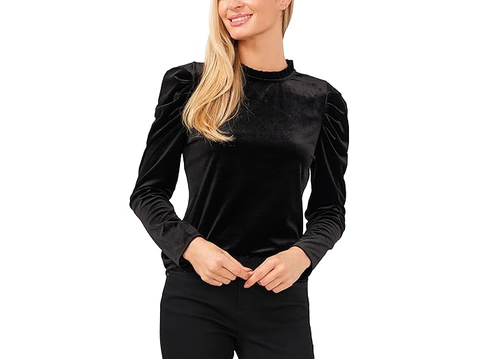 ()  ǥ  ꡼ ٥ͥå ˥å ȥå CeCe women CeCe Long Sleeve Velvet Knit Top Rich Black