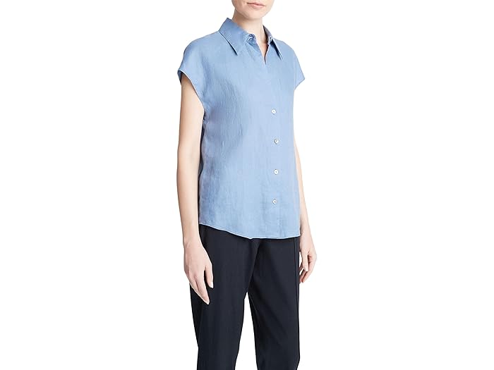 (取寄) ヴィンス レディース キャップ スリーブ ボタン ダウン ブラウザ Vince women Vince Cap Sleeve Button Down Blouse Azure Gem