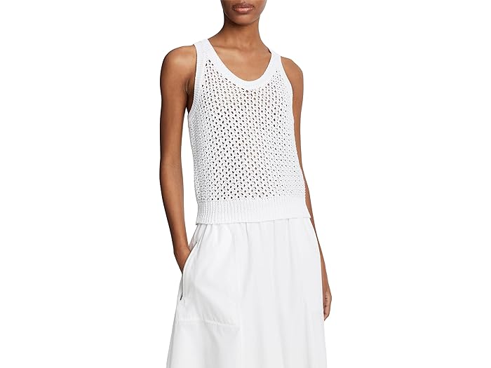 () BX fB[X bV Xeb` ^N Vince women Vince Mesh Stitch Tank Optic White