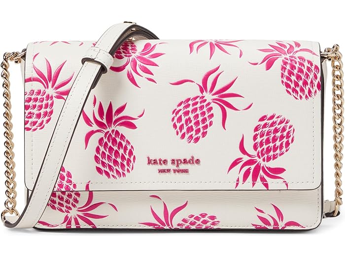 (取寄) ケイトスペード レディース モルガン パイナップル エンボス サフィーノ レザー フラップ チェイン ウォレット Kate Spade New York women Kate Spade New York Morgan Pineapple Embossed Saffiano Leather Flap Chain Wallet Cream Multi