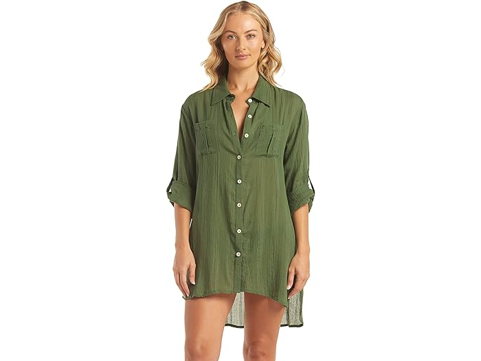 () w W fB[X bNXh-tBbg VchX Helen Jon women Helen Jon Relaxed Shirtdress Textured Fatigue