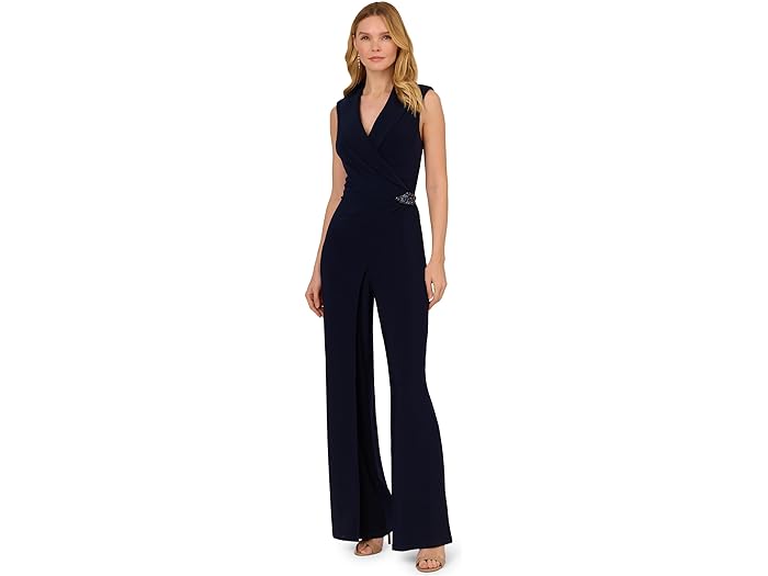 (取寄) アドリアナ パぺル レディース ジャージ ジャンプスーツ Adrianna Papell women Adrianna Papell Jersey Jumpsuit Midnight