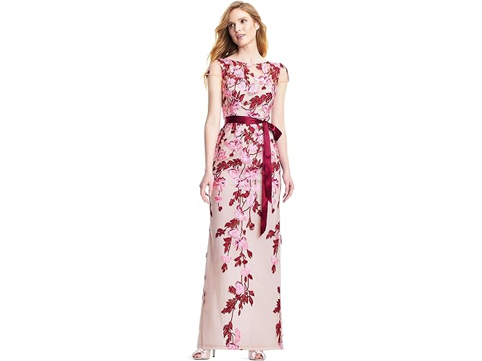 () AhAi p؃ fB[X JXP[fBO t[ GuC_[ O J KE Adrianna Papell women Adrianna Papell Cascading Floral Embroidered Long Column Gown Merlot Multi