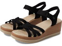(取寄) ビジーズ レディース リズム ウェッジ ストラップ サンダル Bzees women Rhythm Wedge Strappy Sandals Black Fabric
