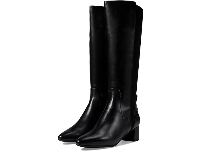 (取寄) コールハーン レディース ザ ゴー-トゥ ブロック ヒール トール ブート 45 ウム Cole Haan women Cole Haan The Go-To Block Heel Tall Boot 45 mm Black Leather